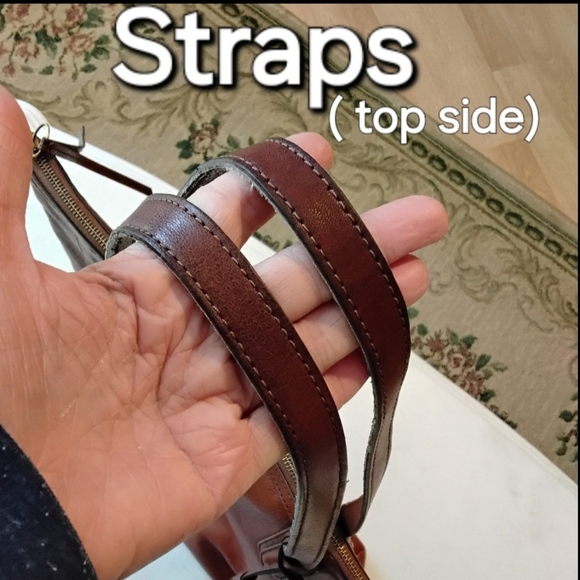 Fossil Brown Leather Tote Bag Purse Shopper - Picture 15 of 17